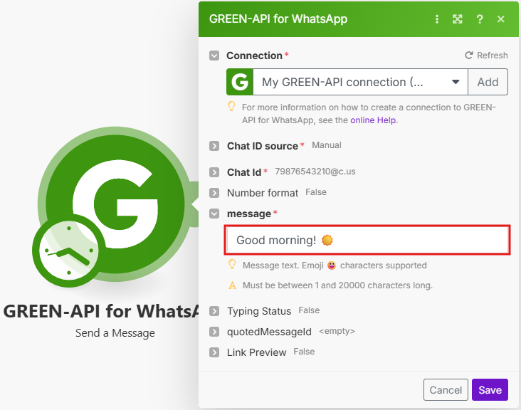 Message input image